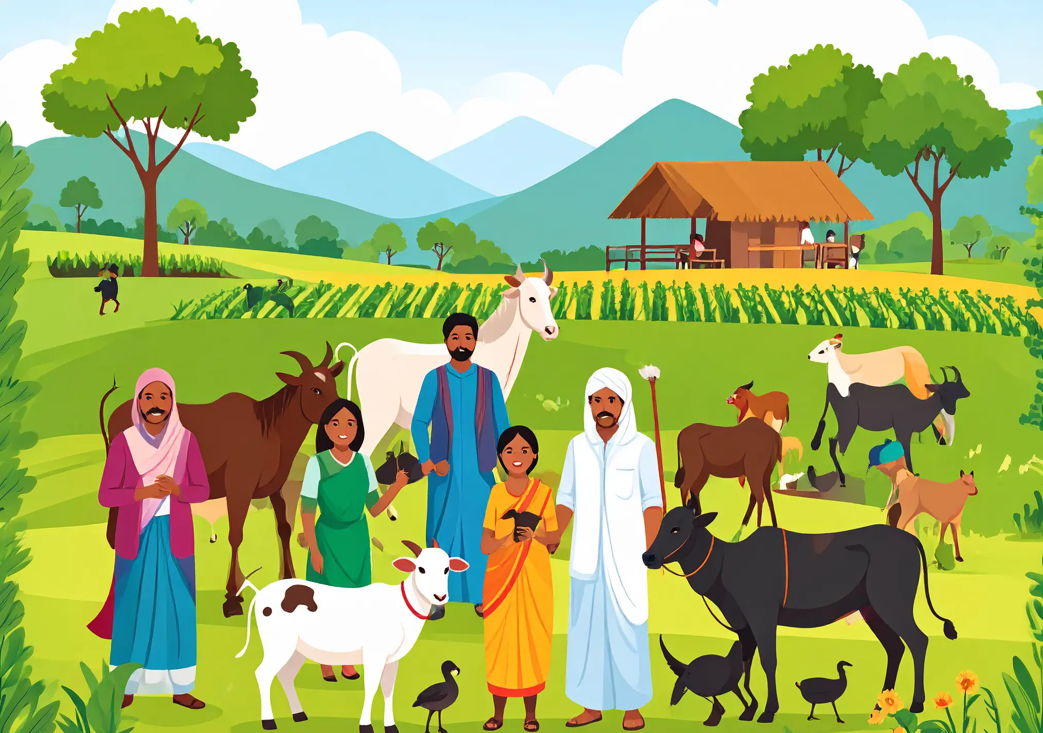 A rural community gathering to discuss financial literacy and government schemes